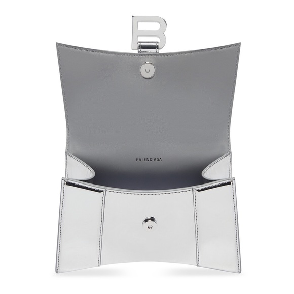 BALENCIAGA HOURGLASS XS HANDBAG MIRROR EFFECT IN SILVER - Picture 2 of 5